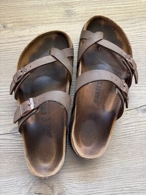Birkenstock Brown Leather Double-Strap Sandals